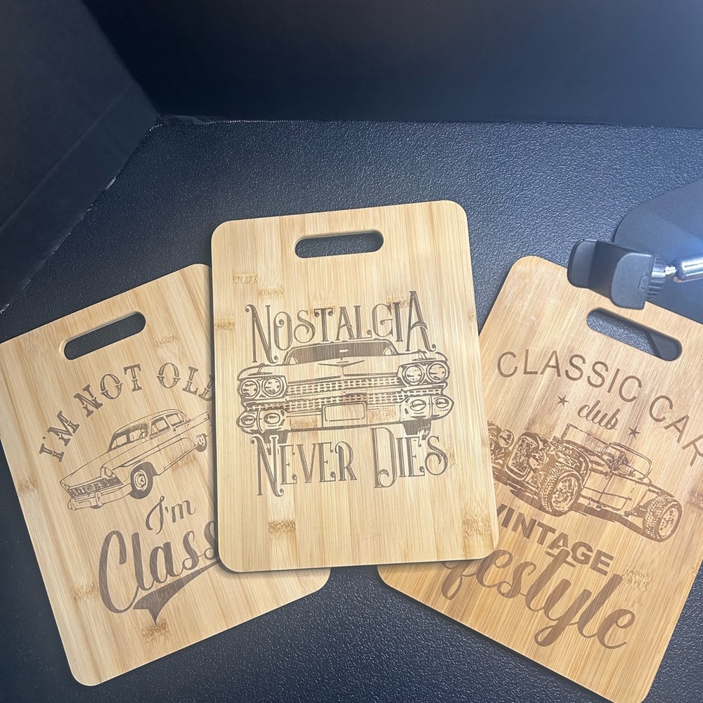 Vintage Car Engraved Bamboo Cutting Boards